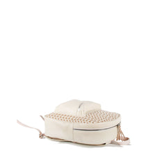 Load image into Gallery viewer, Woven Leather Mini Backpack - Offwhite with Light Pink Trim (Kids Backpack) - Backpack Made in USA | Made By Alex