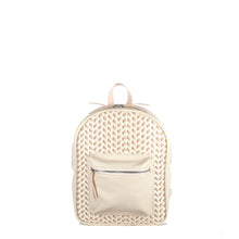 Load image into Gallery viewer, Woven Leather Mini Backpack - Offwhite with Light Pink Trim (Kids Backpack) - Backpack Made in USA | Made By Alex